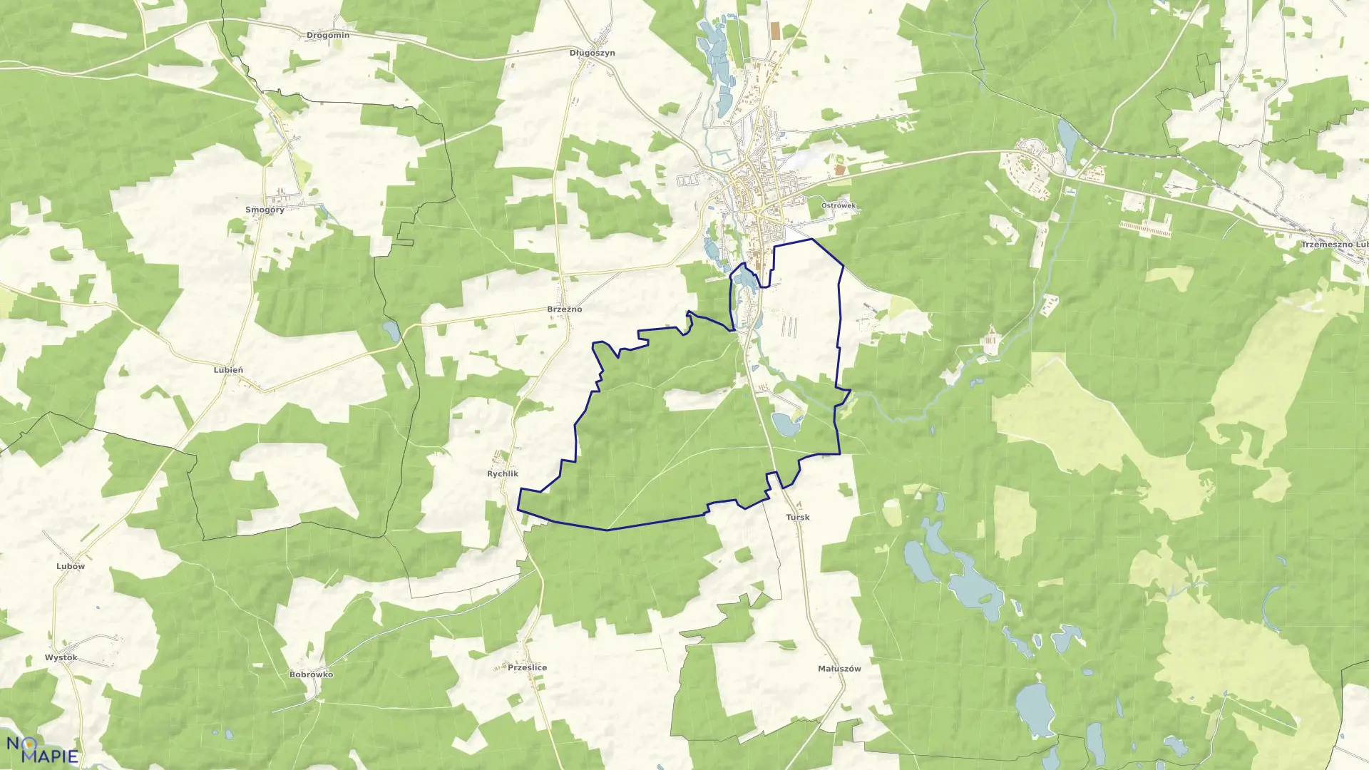 Mapa obrębu Ostrów w gminie Sulęcin